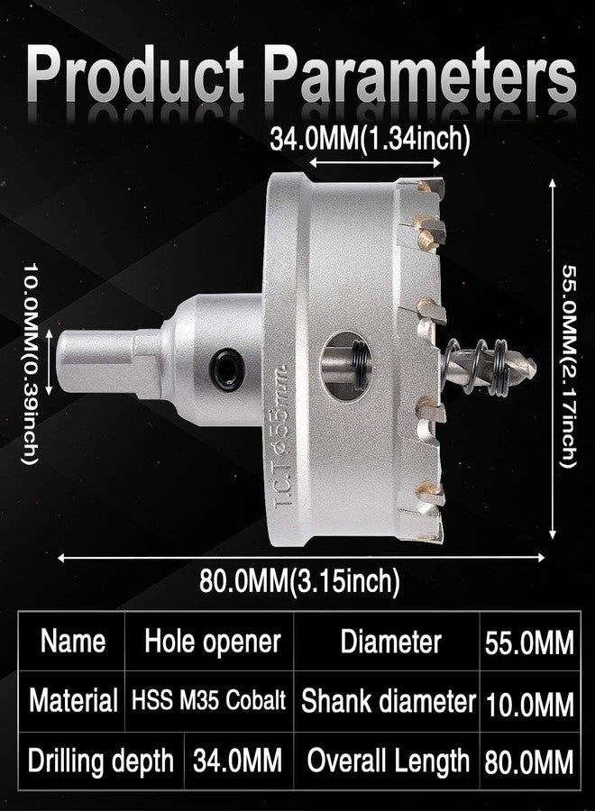 UPTODATETOOLS 55mm TCT Hole Saw Tungsten Carbide Tipped Teeth Hole Cutter, TCT Drill Bit Hole Saw Set for Stainless Steel, Sheet, Metal - Image 2